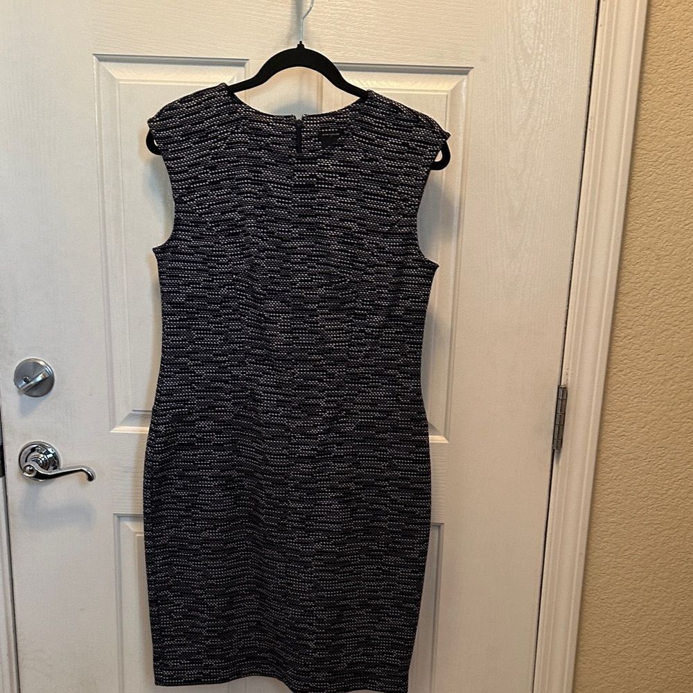 Ann Taylor Black and White Textured Midi Dress
